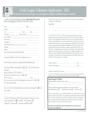 Little League Volunteer Application