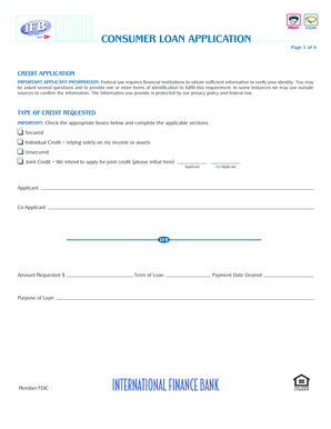 Credit Consumer Loan Application