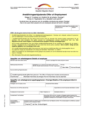 Swedish Work Permit Employment Offer