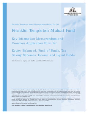 Franklin Templeton Mutual Fund Application Form