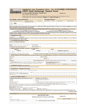 HDFC Gold Exchange Traded Fund Application Form