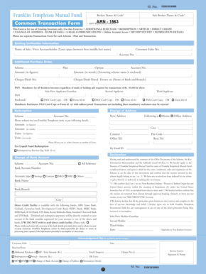 Franklin Templeton Mutual Fund Transaction Form