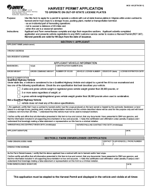 Virginia Harvest Permit Application