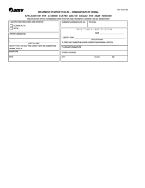Virginia Deaf Person License Plate Application