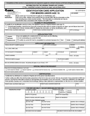 Virginia ID Card Application for Minors