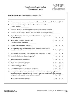 Non-Owned Auto Supplemental Application