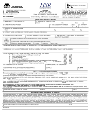 Health Special Risk Insurance Claim Form