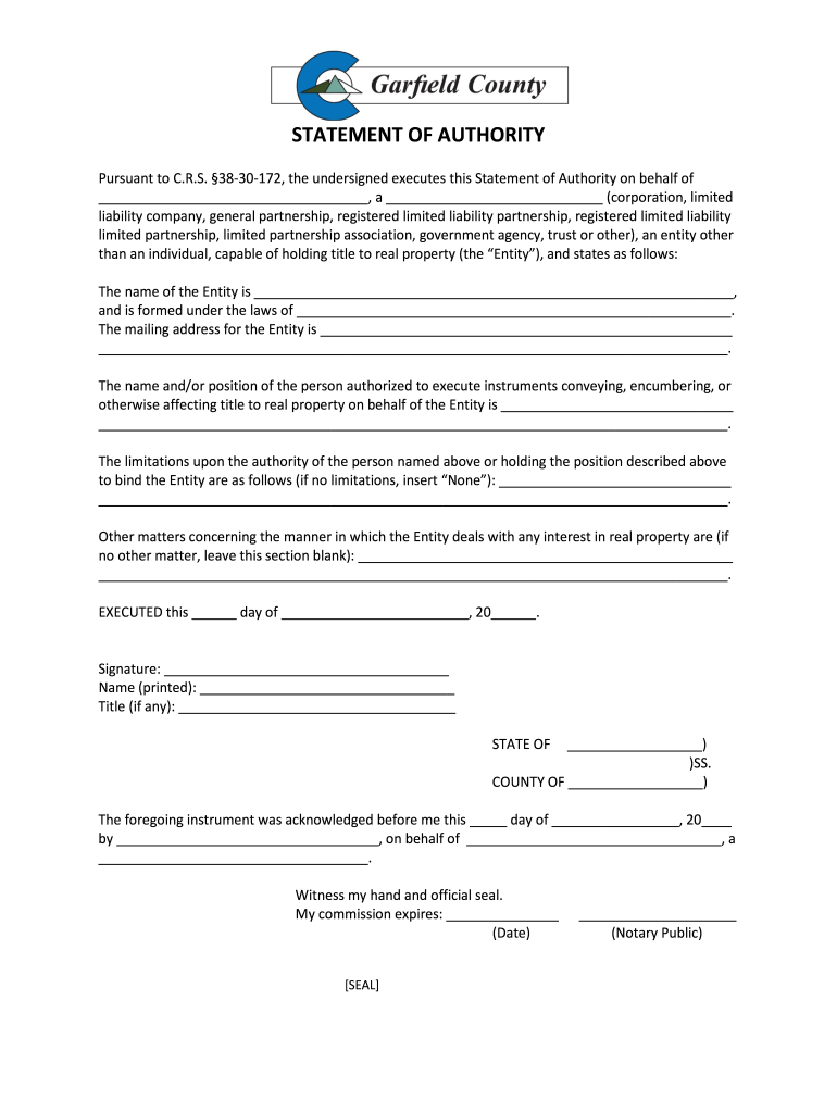 Statement Of Authority Fill Online Printable Fillable Blank 