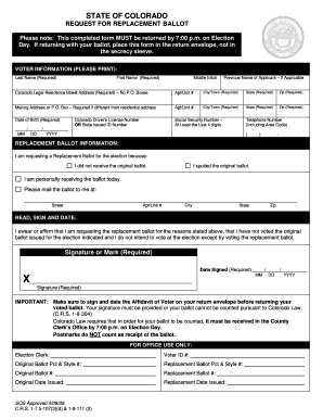 Colorado Request for Replacement Ballot