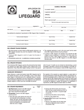 BSA Lifeguard Application Form