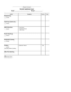 Troop Meeting Plan