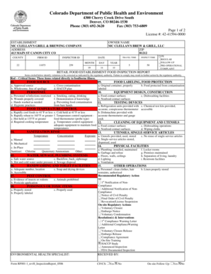 Colorado Retail Food Inspection Report