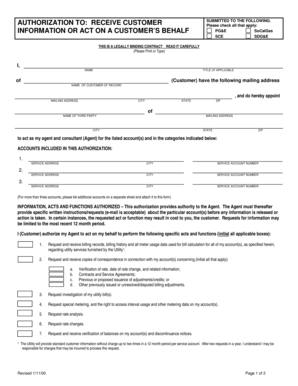 Authorization to Receive Customer Information