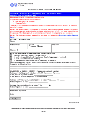 Sacroiliac Joint Injection Form