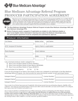 Blue Medicare Advantage Producer Participation Agreement