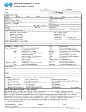 Height to weight chart - Chart 2 years - Blue Cross and Blue Shield of Texas