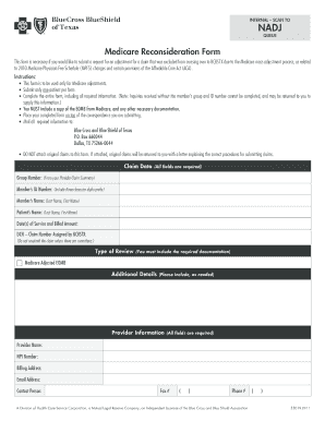Medicare Reconsideration Form
