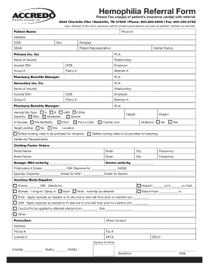 Hemophilia Referral Form