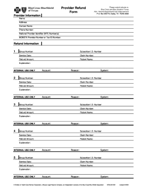 Blue Cross and Blue Shield of Texas Refund Form