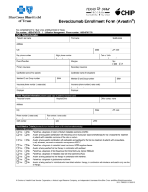 Bevacizumab Enrollment Form