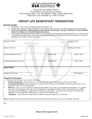 Group Life Beneficiary Designation Form