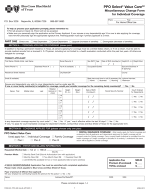 PPO Select Value Care Miscellaneous Change Form