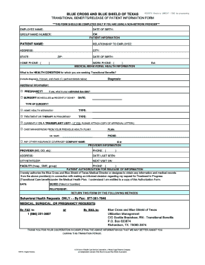 Transitional Benefits Release of Patient Information Form