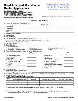 Used Auto and Motorhome Dealer Application