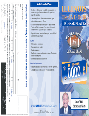 Illinois Vanity Organ/Tissue Donor License Plates Request Form
