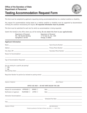 Testing Accommodation Request Form