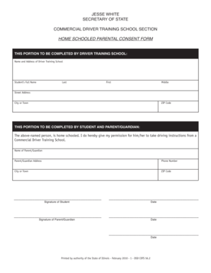 Illinois Home Schooled Parental Consent Form