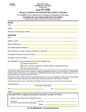 New Jersey Resale Certificate for Non-New Jersey Vendors