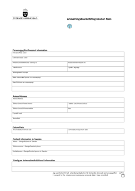 Sweden Registration Form