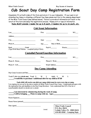 scouts bd regustration fill online printable fillable blank cub scout registration form