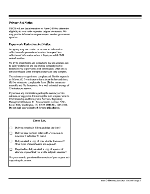 USCIS Form G-884 Request for Return of Original Documents