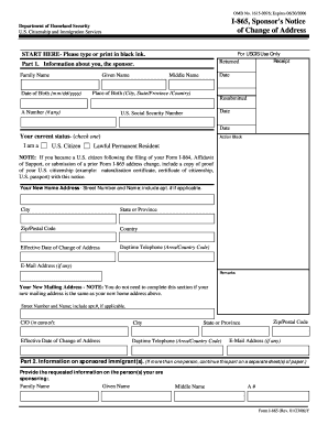 I-865, Sponsor's Notice of Change of Address Instructions - ILW.com