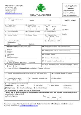 Lebanon Visa Application Form