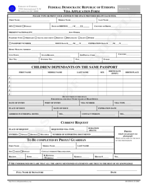 Ethiopia Visa Application Form