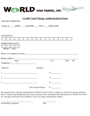 Credit Card Charge Authorization Form