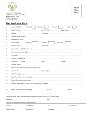 Rwanda Visa Application Form