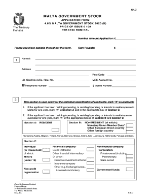 Malta Government Stock Application Form