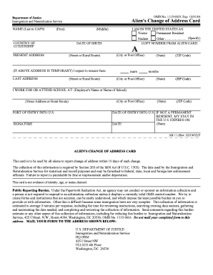 Alien's Change of Address Card