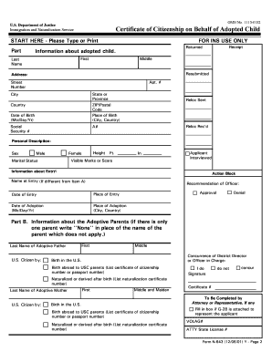 US Certificate of Citizenship for Adopted Child