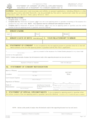 US Passport Consent Form for Minors