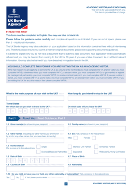 Academic Visitor Application Form VAF1E