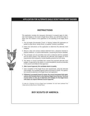 Application for Alternate Eagle Scout Rank Merit Badges