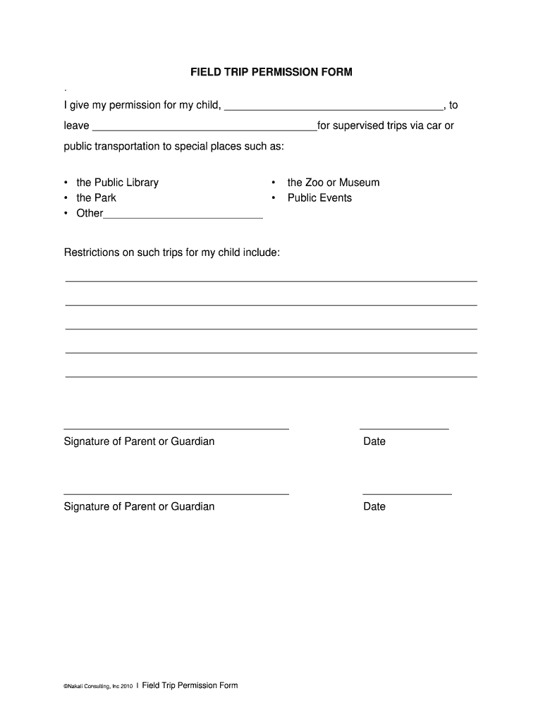 Daycare Permission Slip Fill Online, Printable, Fillable, Blank