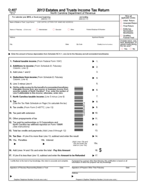 North Carolina D-407 2013 Estates and Trusts Income Tax Return