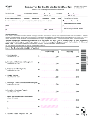 NC-478 Tax Credits Form