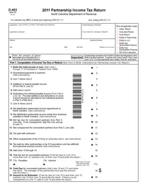 North Carolina Partnership Income Tax Return